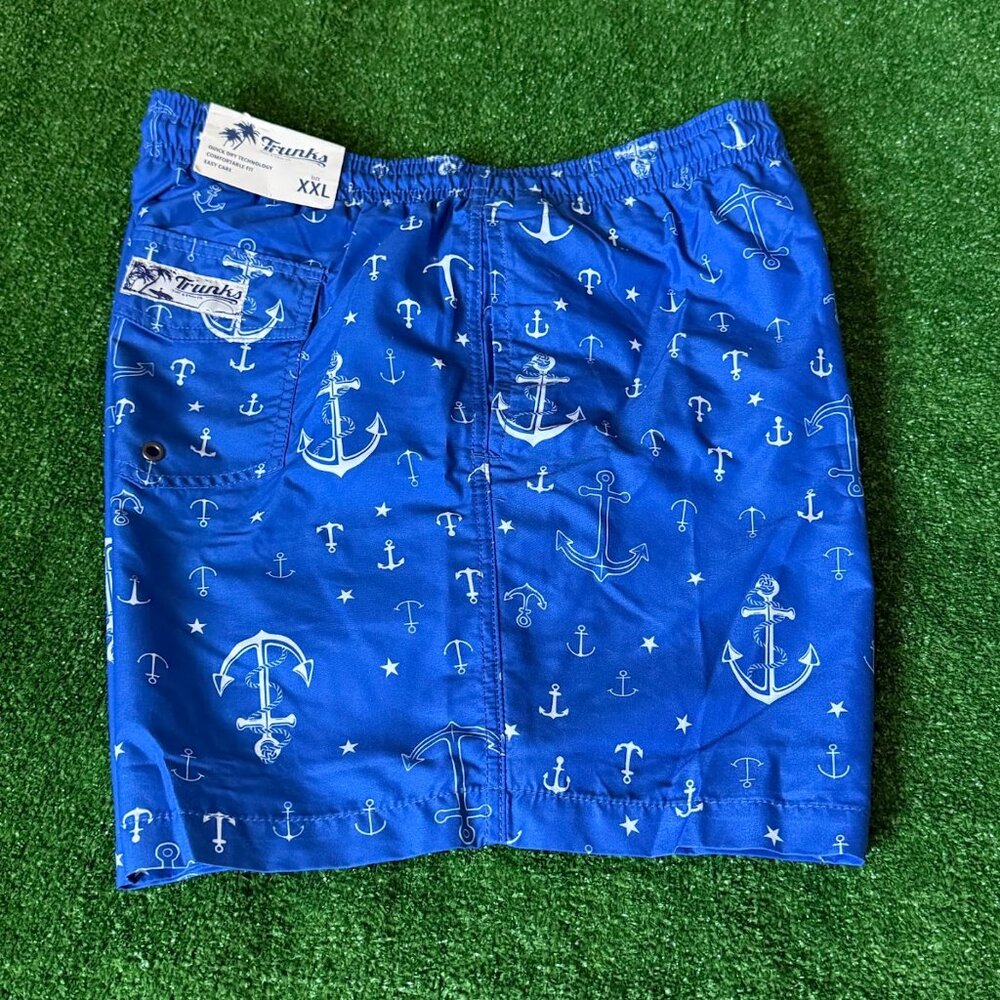 Trunks Surf + Swim Quick Dry Sketchy Anchor Blue Swimwear Short Big Size XXL NEW